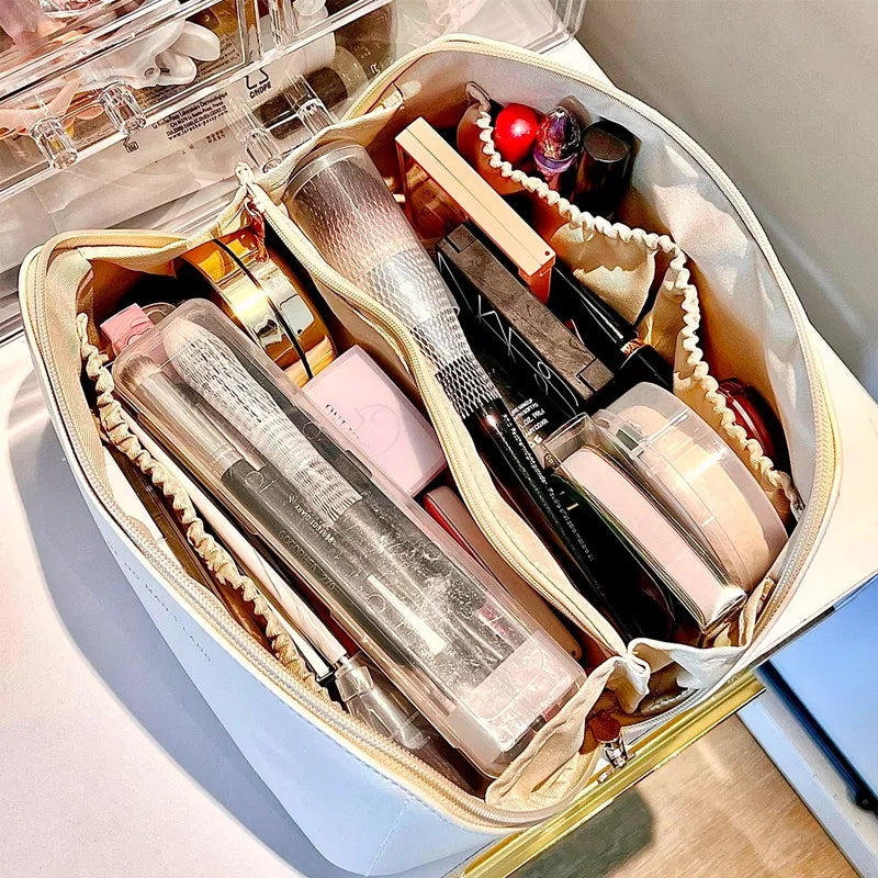 Large capacity leather Travel Cosmetic Bag