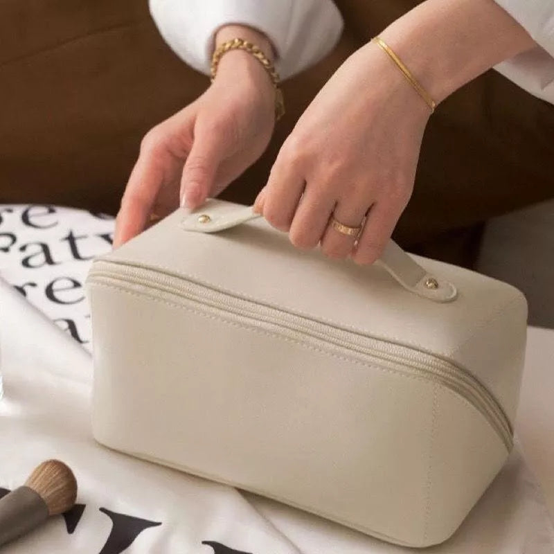 Large capacity leather Travel Cosmetic Bag