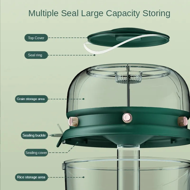 Versatile 9 Kg Rotatable Rice Storage Organizer with 6 Adjustable Dividers