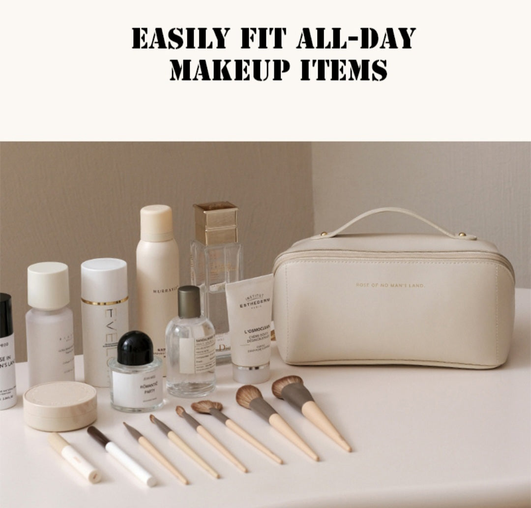Large capacity leather Travel Cosmetic Bag