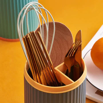3 Grid Utensils Holder with Transparent Lid