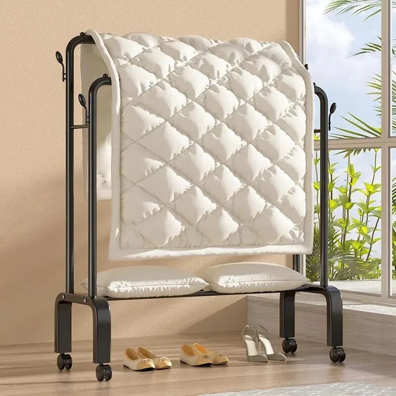 Floor-Standing Cloth Rack With Wheels