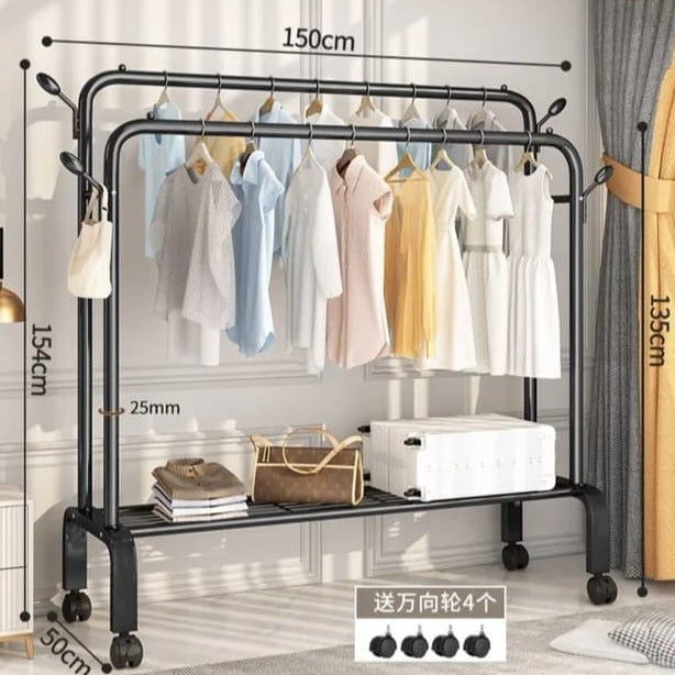 Floor-Standing Cloth Rack With Wheels