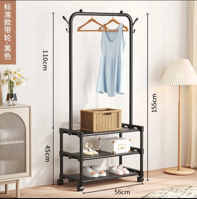 3 Layer Multi-Functional Shoe Hat Rack-Black