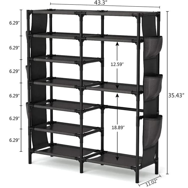 Double Row Shoe Rack With Side Pocket