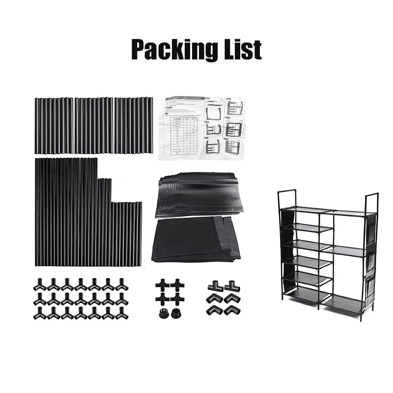 Double Row Shoe Rack With Side Pocket
