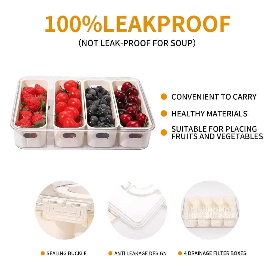 Compartment Snack Box With Lid & Handle