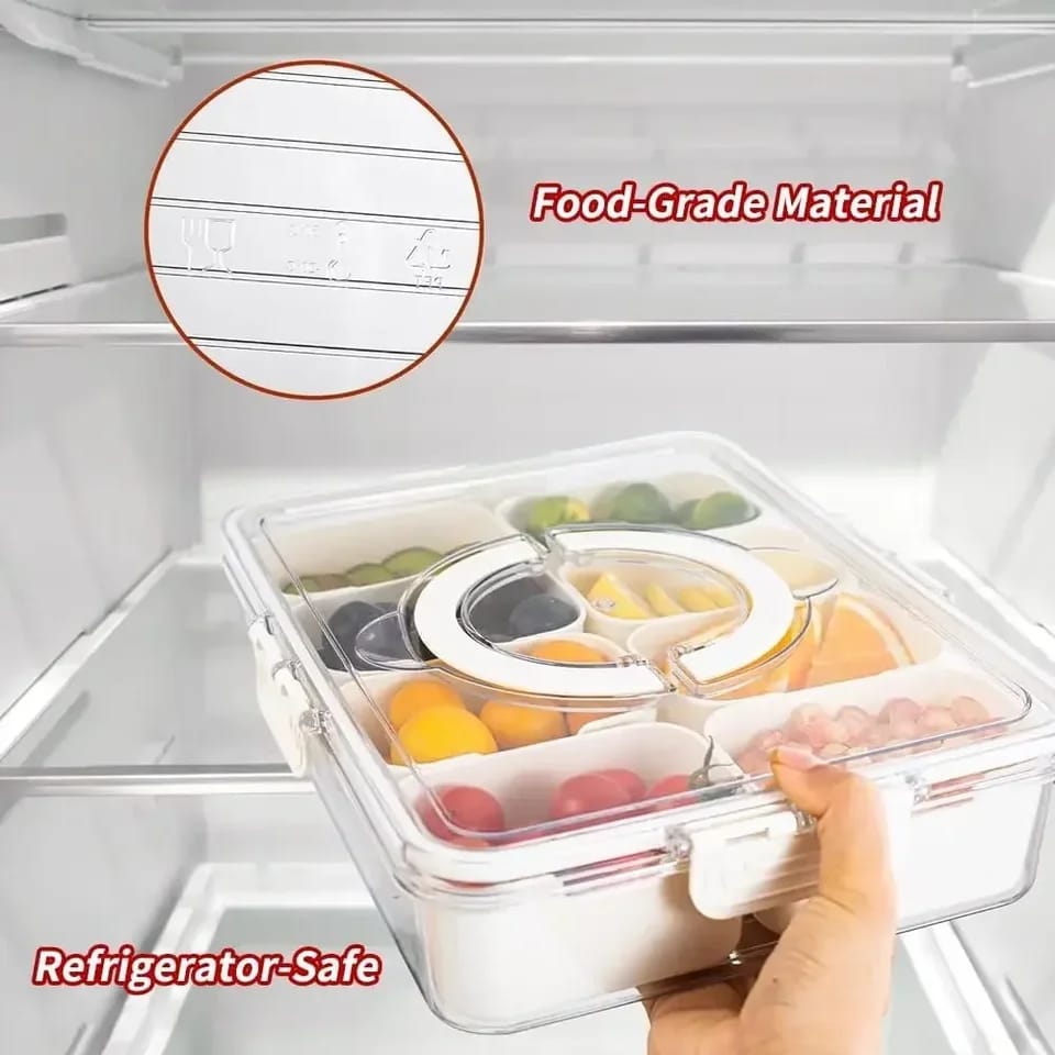 Compartment Snack Box With Lid & Handle