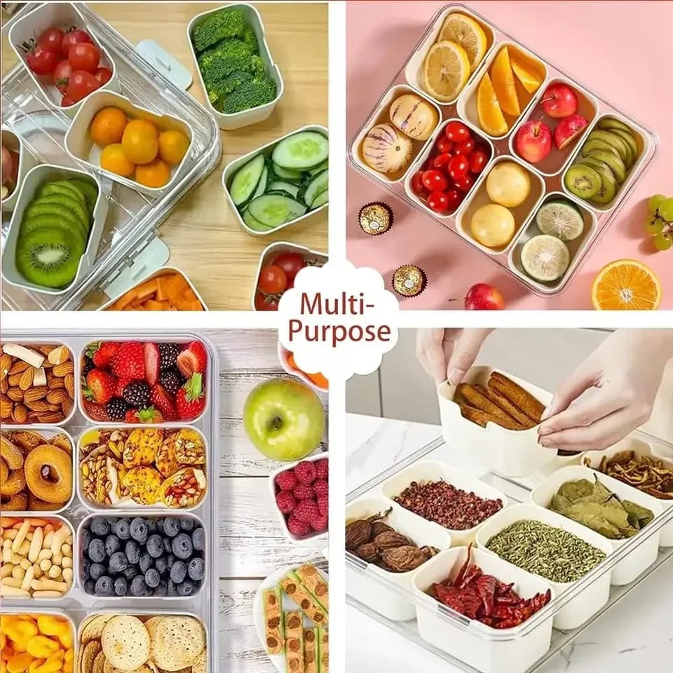 Compartment Snack Box With Lid & Handle