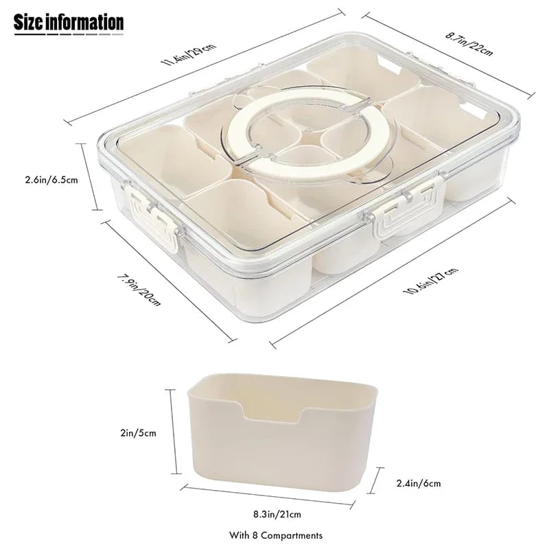 Compartment Snack Box With Lid & Handle