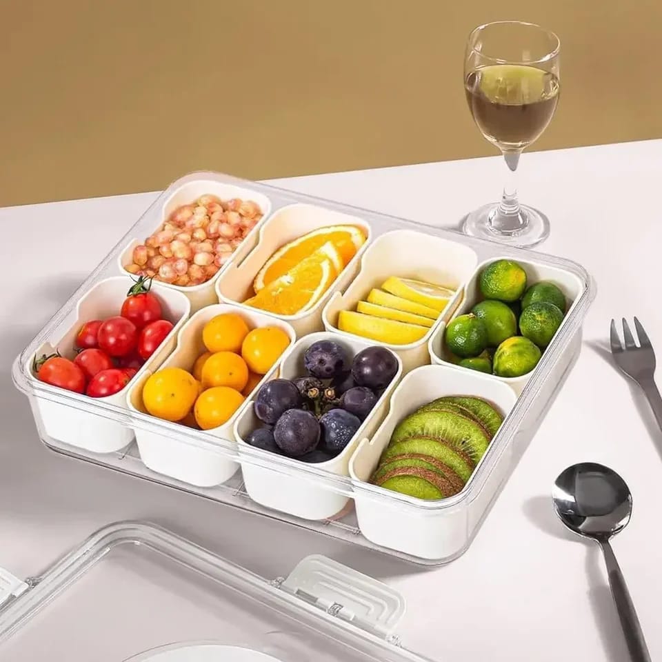 Compartment Snack Box With Lid & Handle