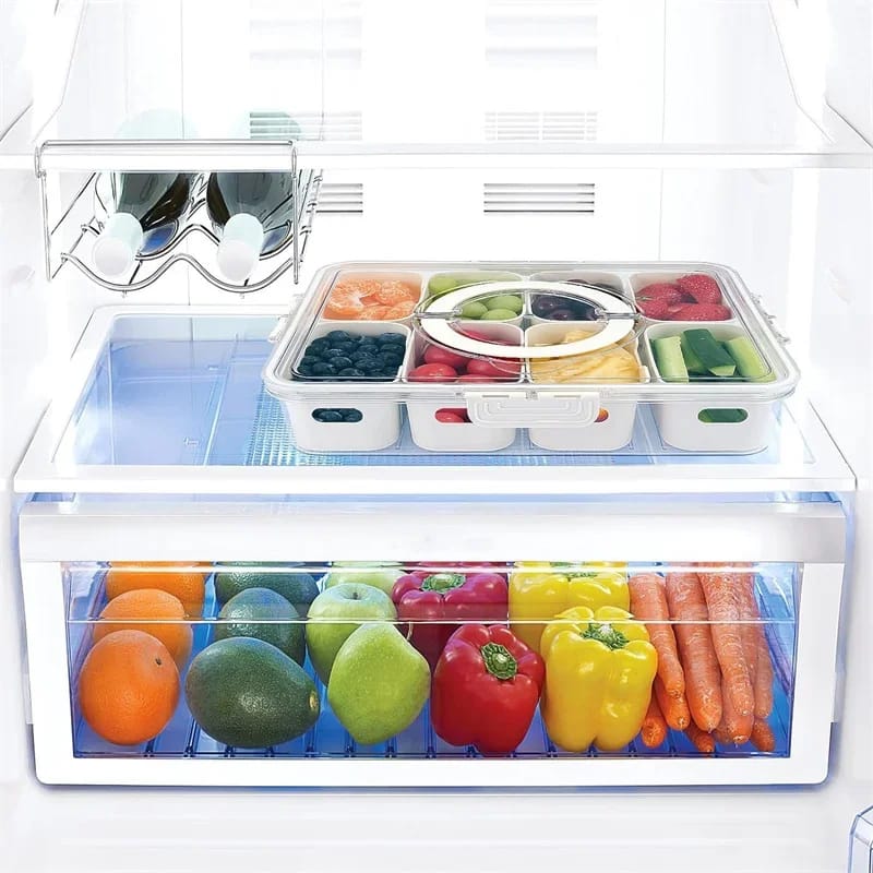 Compartment Snack Box With Lid & Handle