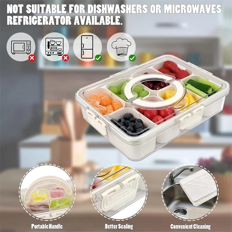 Compartment Snack Box With Lid & Handle